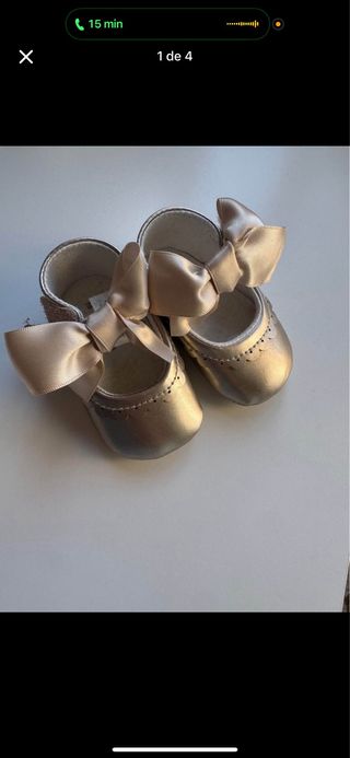 Zapatos bebé Mayoral dorados con lazo talla 16