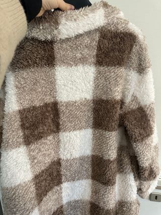 Giacca Teddy Quadri Beige/Marrone L