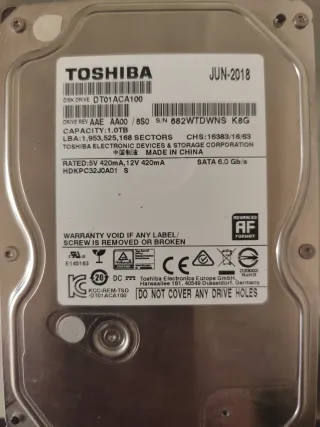 Disco Duro Toshiba 1TB DT01ACA100