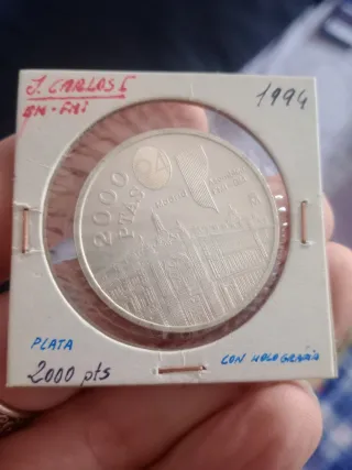 Moneda Plata 2000 PTAS España 1994 FMI