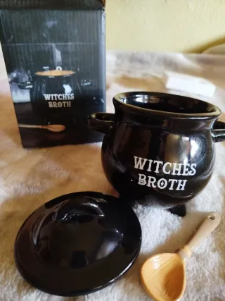 Azucarero caldero bruja tapa y cuchara