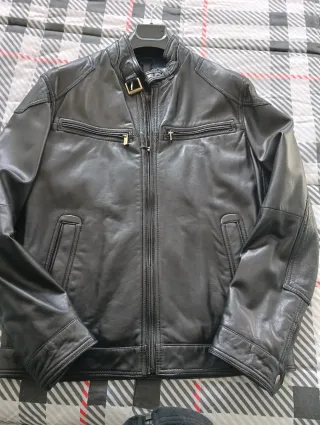 Cazadora Piel Massimo Dutti Negra Talla M
