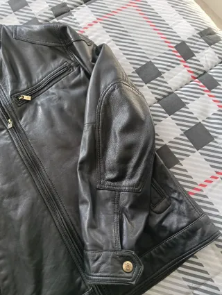 Cazadora Piel Massimo Dutti Negra Talla M