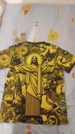 Camiseta Cristo Redentor Brasil Amarilla