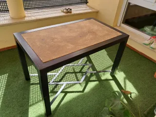Mesa Camilla Forja Negra y Madera. Medidas 120*70