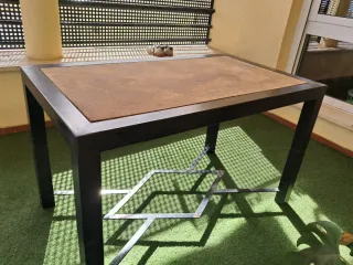 Mesa Camilla Forja Negra y Madera. Medidas 120*70