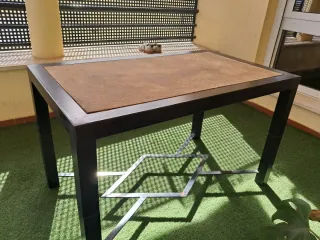 Mesa Camilla Forja Negra y Madera. Medidas 120*70