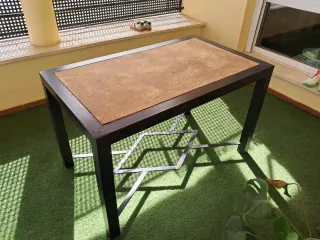 Mesa Camilla Forja Negra y Madera. Medidas 120*70