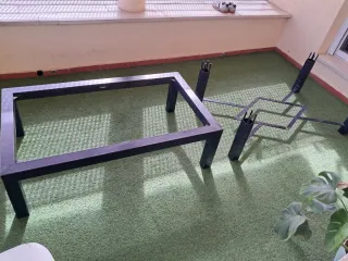 Mesa Camilla Forja Negra y Madera. Medidas 120*70