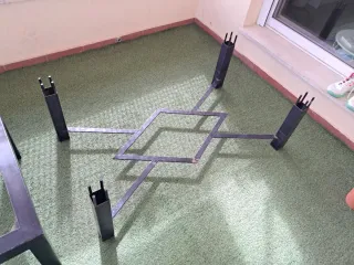 Mesa Camilla Forja Negra y Madera. Medidas 120*70