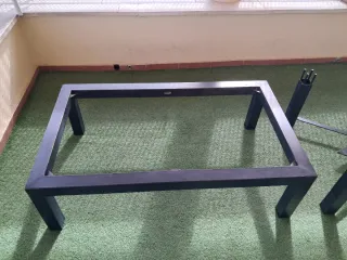 Mesa Camilla Forja Negra y Madera. Medidas 120*70