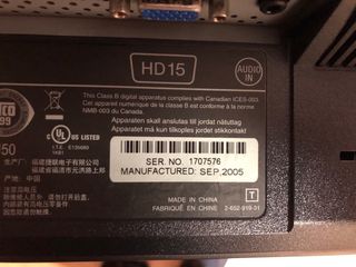 Monitor Sony HD 15