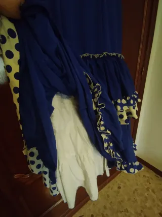 Traje Flamenca Azul Eléctrico