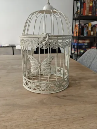 Jaula Decorativa Vintage Mariposas Blanca