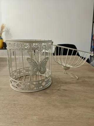Jaula Decorativa Vintage Mariposas Blanca