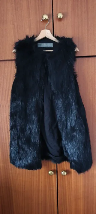 Chaleco Zara Basic Piel Sintética Negro Talla Únic