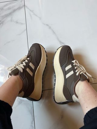 Scarpe da ginnastica donna marroni e bianche