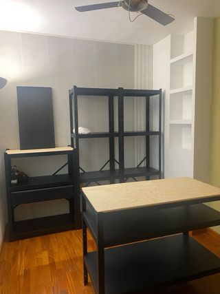 Mesa trabajo y estanteria BROR hierro/madera