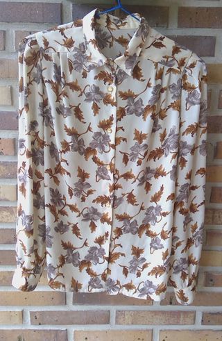 Blusa vintage floral beige y marrón