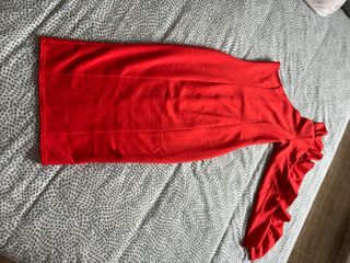 Vestido fiesta rojo manga volante