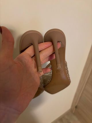 Sandalias Zara Tacón Malla Pedrería