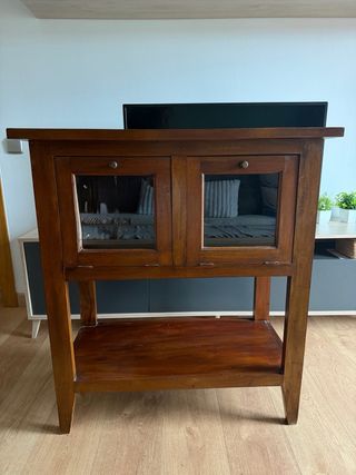 Mueble vintage vitrina madera y cristal