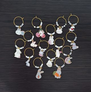 15 Marcadores Copos Páscoa Metal Rosa Branco