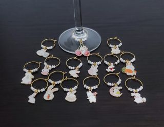 15 Marcadores Copos Páscoa Metal Rosa Branco