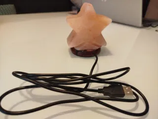 Lámpara Sal Estrella Azul/Morado Piedra Madera