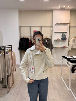 Chaqueta Biker Polipiel Beige Talla S