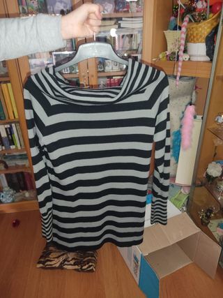 Jersey rayas manga larga con cremalleras. 38/40