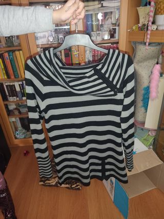 Jersey rayas manga larga con cremalleras. 38/40