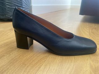 Zapatos azafata de tacón bajo azules T.36