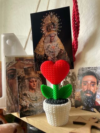 Flor Corazón 3D Maceta Soporte Fotos