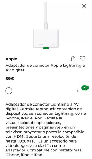 Adaptador Lightning a 30 pines Apple
