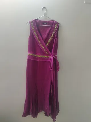 Vestido fiesta midi T40 rosa