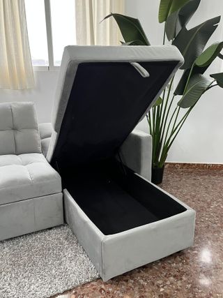 Sofá cama gris con almacenaje -Envio gratis