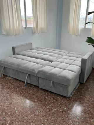 Sofá cama gris con almacenaje -Envio gratis