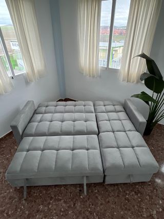Sofá cama gris con almacenaje -Envio gratis