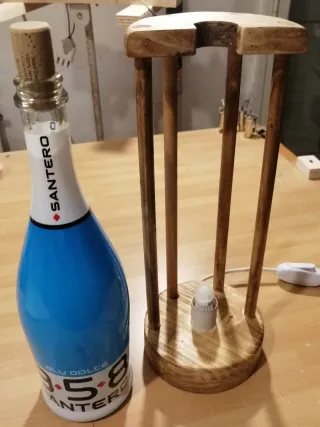 Lampada Santero Legno e Vetro Blu