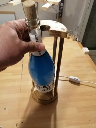 Lampada Santero Legno e Vetro Blu