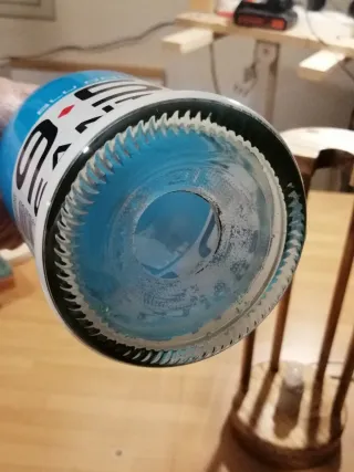 Lampada Santero Legno e Vetro Blu