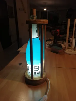 Lampada Santero Legno e Vetro Blu