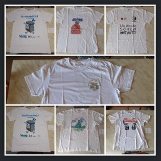 7 Magliette bianche cotone poliestere taglia L