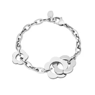 Pulsera Xernus Acero Eslabones Flores 3032-AA