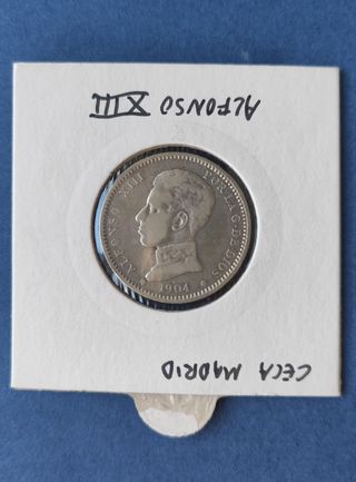 Lote 3 Monedas Plata 1 Peseta 50 Cént Alfonso XIII