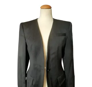 Chaqueta Dior Vintage Negra Rayas Finas Talla S