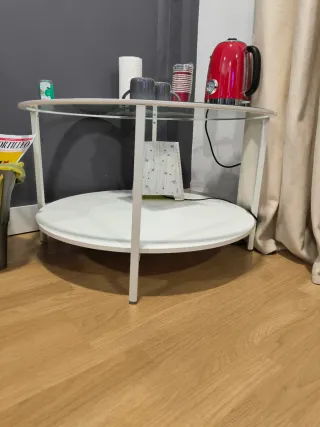 Mesa de centro redonda cristal y metal