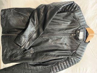 Chaqueta de cuero hombre negra