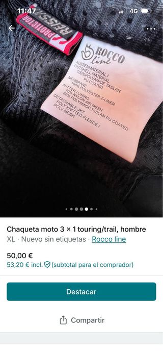 Chaqueta Moto 3x1 Touring/Trail Hombre Talla XL